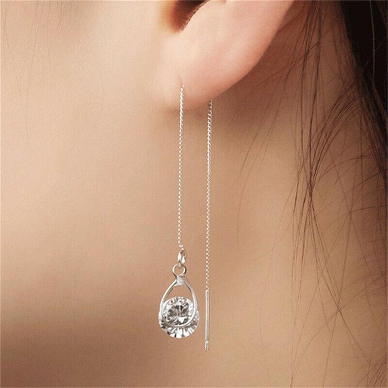 

Pinksee Temperament Fashion Long Tassel Zircon Drop Earrings Women Girls Delicate Elegant Wedding Party Geometric Ear Jewelry