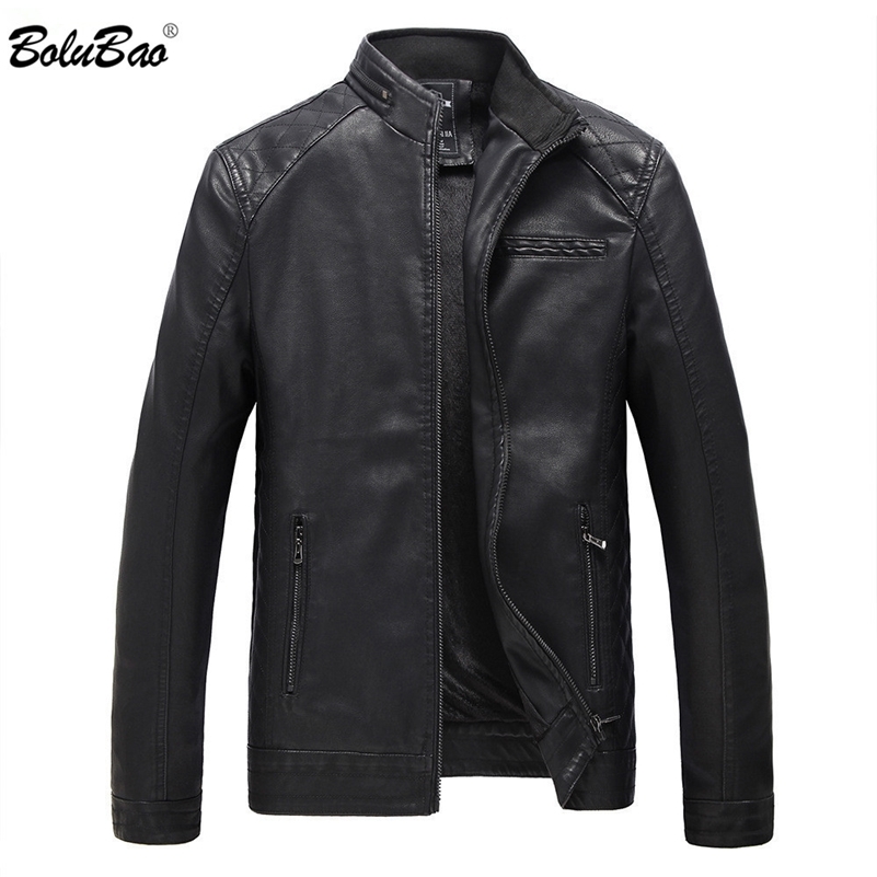 

BOLUBAO Brand Men Leather Suede Jackets Autumn Winter Men PU Leather Jackets Clothing Male Casual Leather Jackets Coats 201114, Black