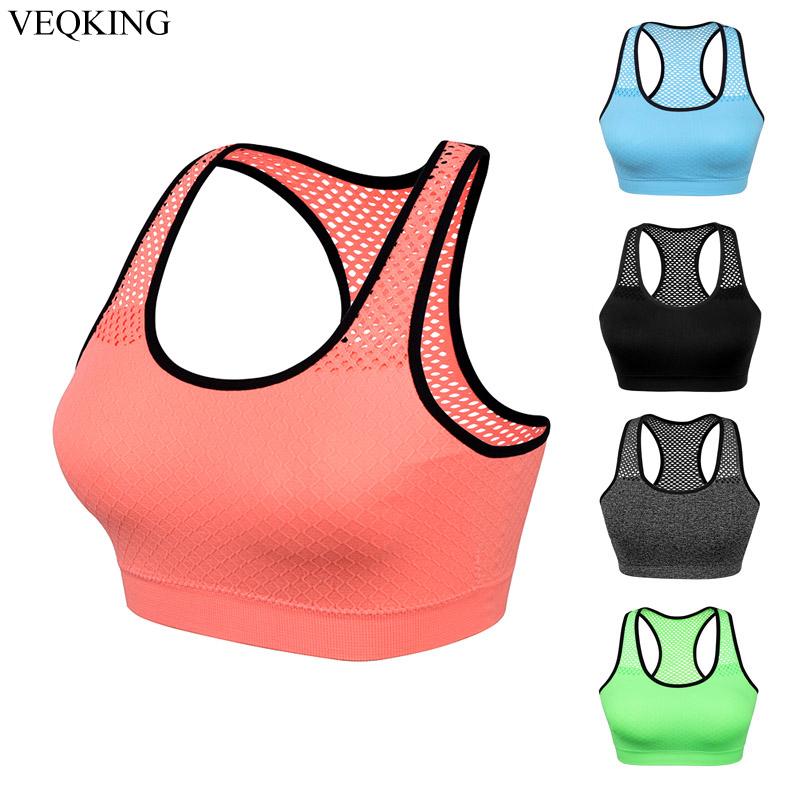 

VEQKING Hollow Out Yoga Tank Top,Quick Dry Women Sports Bra Top,Seamless Running Workout Crop Top,Breathable Yoga Shirt Gym Top, Blue