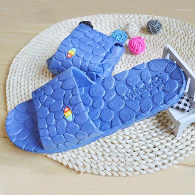

Summer Bathroom Home Slippers Men Shoes Large Size Flat Couple Anti-slip Massage Soft Bottom Home Slippers Zapatos De Mujer1, Blue