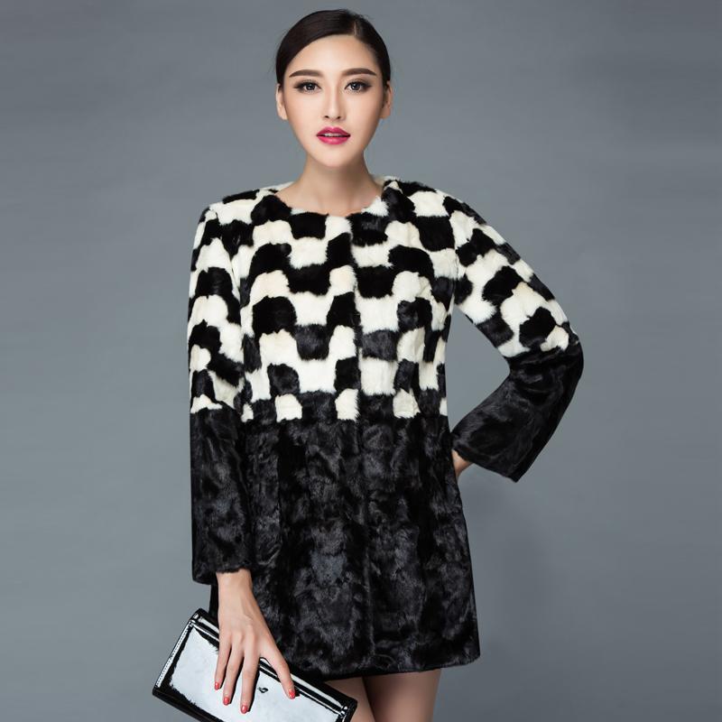 

Winter new Women' natural real pieces coat outwear plus size 6XL, Black