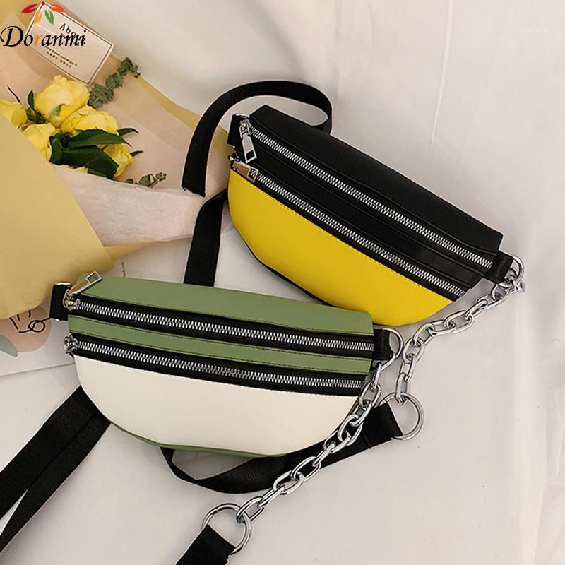 

DORANMI Panelled Waist Bags For Women Fanny Pack 2020 Leather Crossbody Chest Bag Female Waist Pack Nerka Belt Bags CBB2771, Black