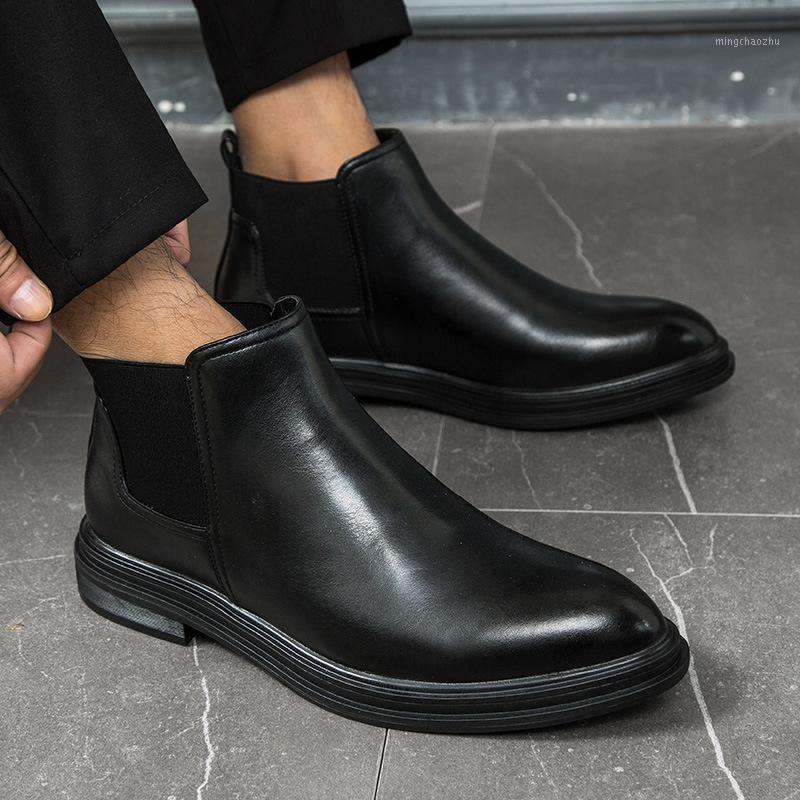

Whoholl Winter Boots Men Leather Shoes Men Ankle Boots Fashion Autumn Winter Male Footwear 2020 Size 38-471, Black