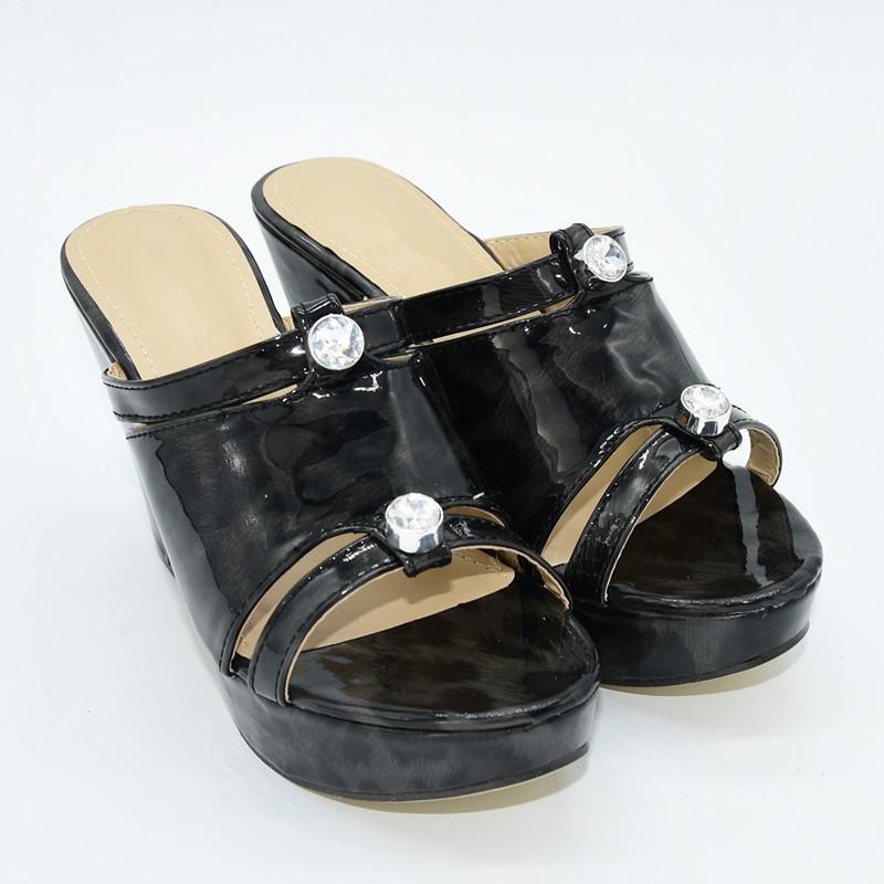 

High Quality Slip-On African Womens Dress Shoes Open Toe Designer Shoes Women Luxury 2020 Womens Heels Block Heel1, Black