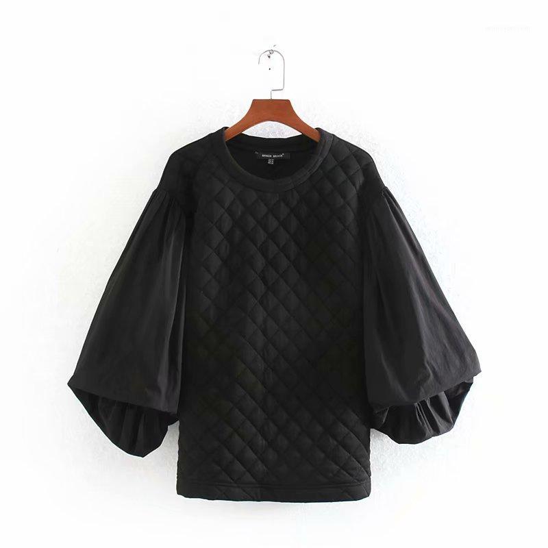 

2020 Women casual lantern sleeve patchwork chic sweatershirts female o neck basic hoodies leisure pullover tops H1171, As pic h117cc