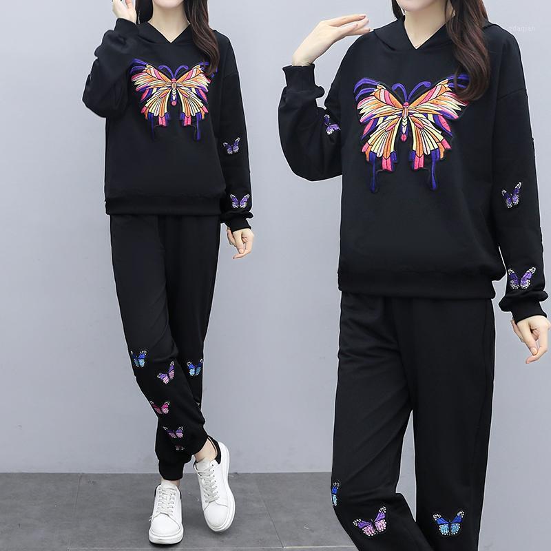 

2020 autumn two-piece set fashion tracksuit for women survetement femme 2 piece year-old female costume women's suit1, Black