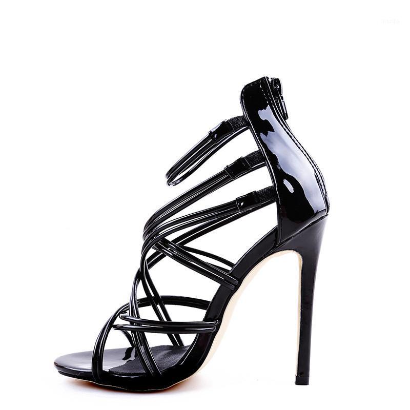 

12CM Stiletto High Heels Sandals Women Open Toe Cross Strap Heels 2020 New Europe and American Wedding Party Sandals for Women1, Black