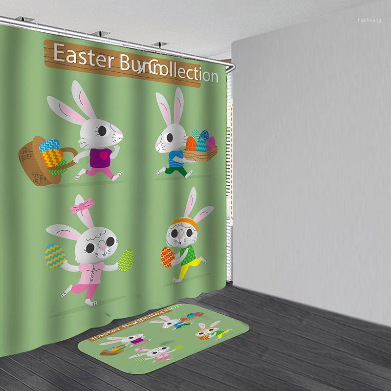 

3D Print Animal Easter Waterproof Bathroom Shower Curtain Bath mats Multiple size Polyester Washable Bath Decor Curtains1