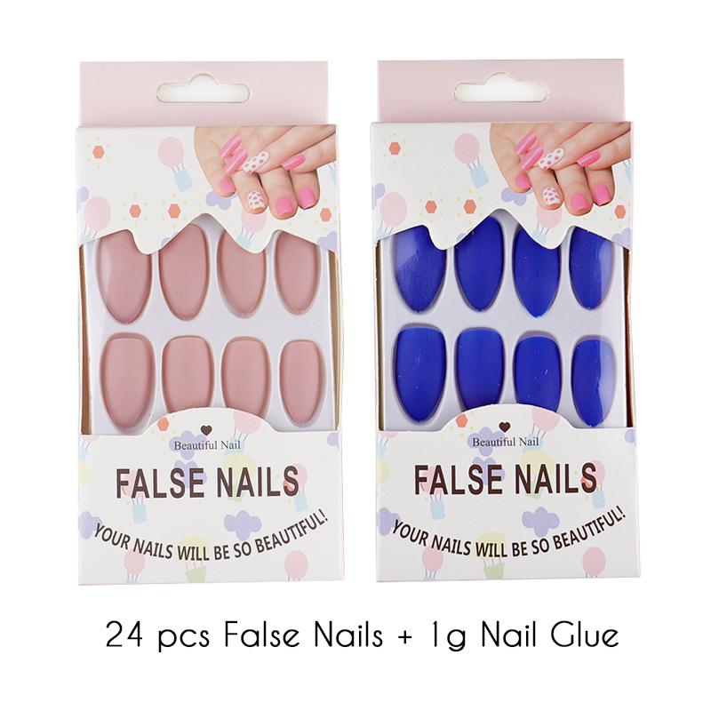 

Cool Matte Black Press On Nails Stiletto Nail Art fake Nails+Glue False Nail DIY Full Cover Tips Lady Black Matte Nails, 02
