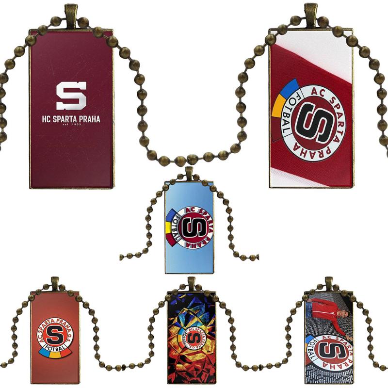 

Sparta Prague With Wood Football Logo Glass Cabochon Choker Pendant Rectangle Necklace Steel Color Jewelry For Men Women