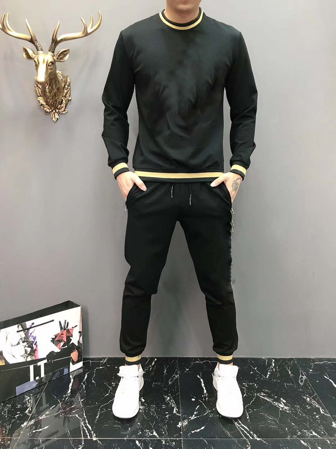 

New Winter Tracksuit Men Luxury Sweat Suits Autumn Brand Mens Jogger Suits Jacket Pants Sets Sporting WOMEN Suit Hip Hop Sets M-3XL, Black