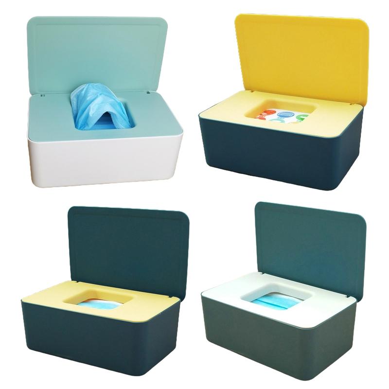 

Multifunctional Tissue Box Storage Case Baby Wet Wipe Dispenser Flip Cover Dustproof Storage Box for Home Bedroom Office
