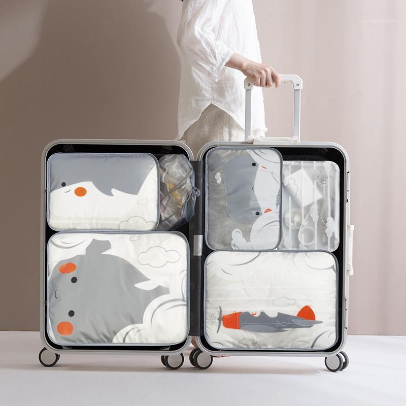 

6pcs travel storage bags packaging bags bag eco friendly clothes storage organizer Whale design travel organizer set1