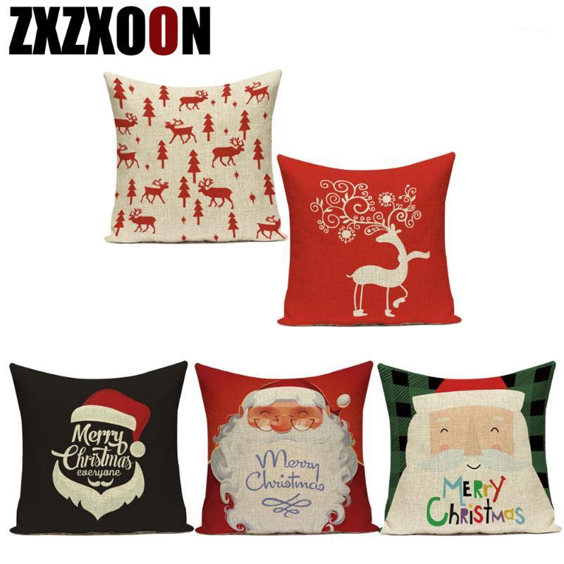 

Decorative Throw Pillows Case Merry Christmas Snowflake Deer Cotton Linen Sofa Home Decoration Pillow Cover Cushion Cover1