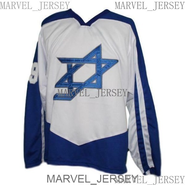 

Any Name Number Team Israel Retro Custom Hockey Jersey White Size -5XL Men, As pic
