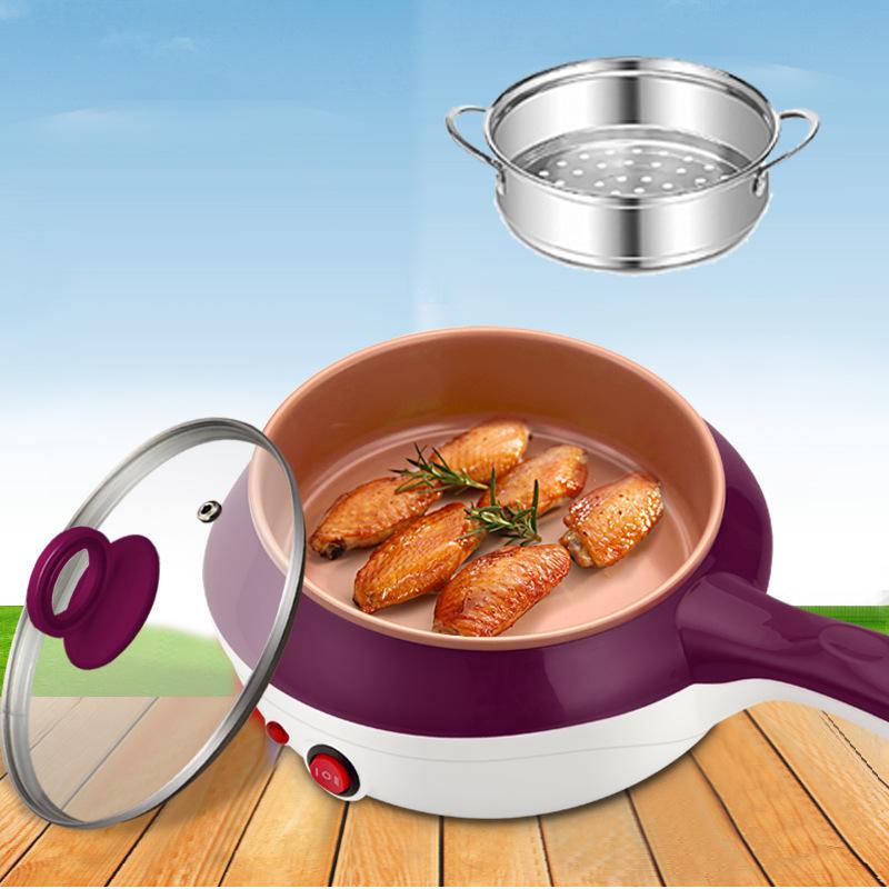 

Mini stainless steel steamer eggs Boiler Electric Skillet multifunction Cooker Kitchen Cooking pot Fried Steak frying pan