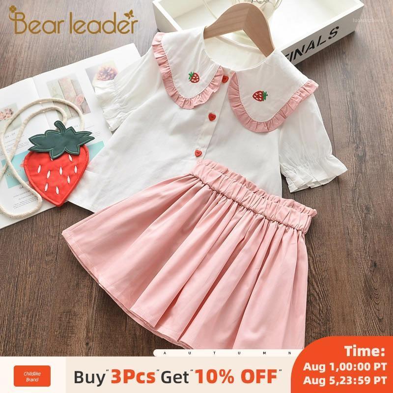 

Bear Leader Children's Clothing Sets New Fashion Girls Stawberry Summer Clothing Sets Embroidery T-Shirt and Dress Cute Outfits1, Ah305 pink