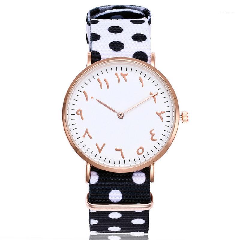 

New Fashion Arabic Numbers Watches Top Quartz Watch Nylon Rose Gold Watch Clock Montre Femme1, Yellow