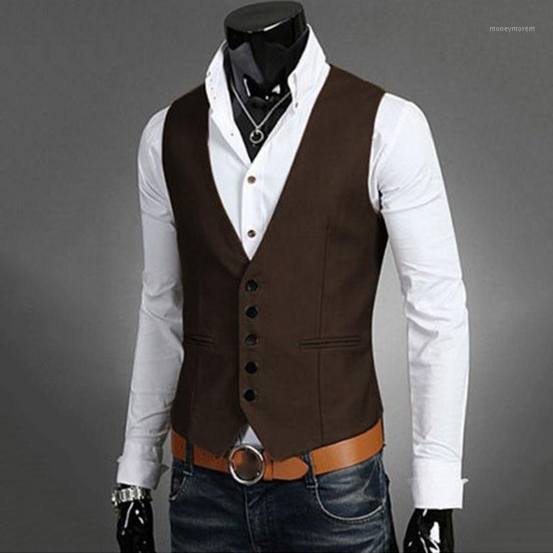 

Men Vests Single Breasted Suit Vest Fashion Sleeveless Jacket Men Clothing Wedding Gilet Waistcoat Blazer Chaleco Male Vest1, Black