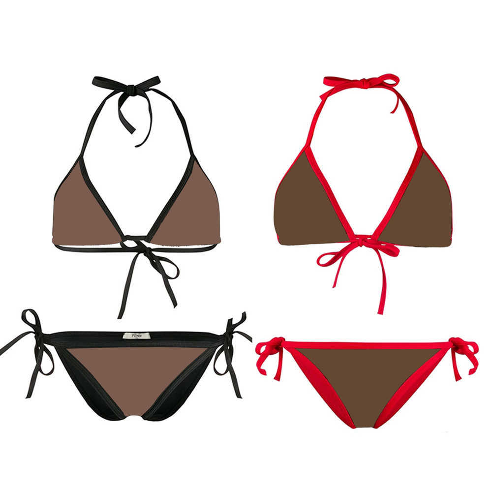 

womens Bikini Swimwear for Women Hot Brand Bathing Beachwear Summer Sexy Lady Suit letter Flower multiple choices, Dark brown