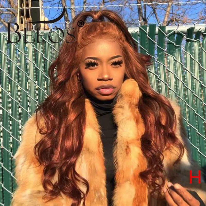 

Glueless Orange Ginger Colored Lace Front Wigs Pre Plucked Brazilian Wavy Human Hair Wigs 180% Remy 13*6*1 Lace Frontal, T part lace wig