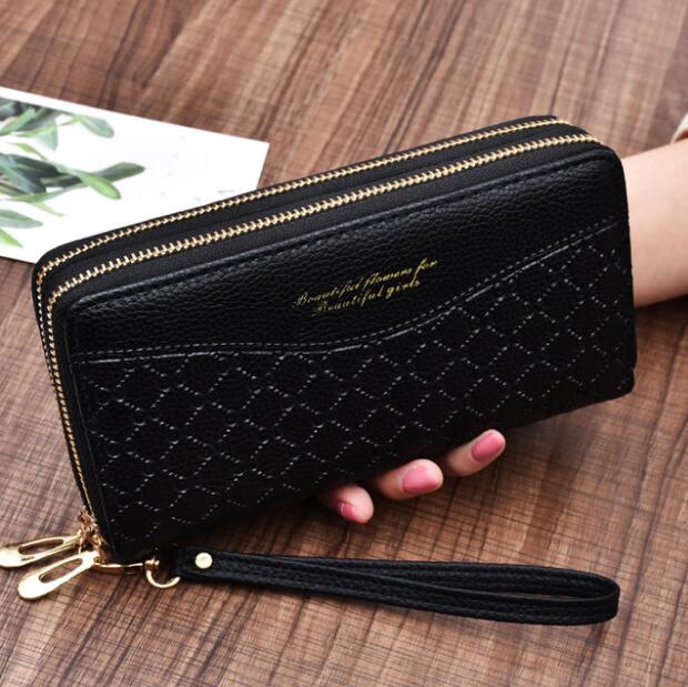 

wholesale women bag Joker fashion double zipper womenes clutch doubles lychee leathers large womens wallets elegant atmospheric leather wallet, Blue(boutique box)