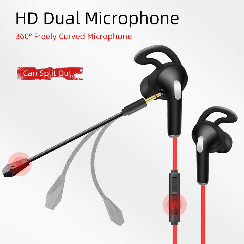 

Wired Gaming Earphones with Dual Mic AK-P9 Dynamic Noise Reduction In-Ear Headsets Stereo Sound Insulation Earbud For PUBG CSGO PS4