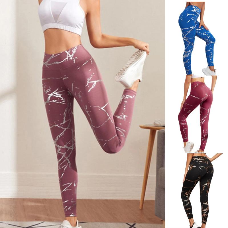 

2021 Unexpected Red Print Slim Yoga Sports Pants Bottom Pencil Pants Women Leggings Sport Fitness Bronzing Slim Yoga