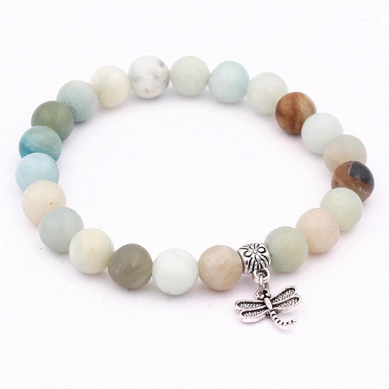 

Charm Bracelets 3PCS/Lot Stone Strand Dragonfly Bracelet Women Men Beaded Yoga Jewelry Pulseras Natural Zinc Alloy1