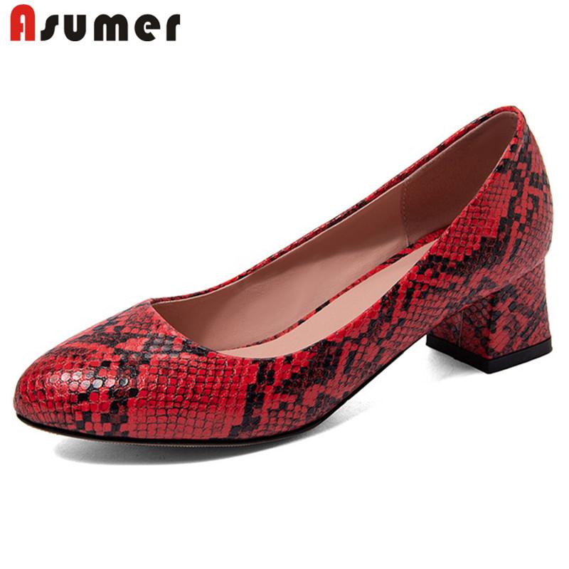 

ASUMER 2020 new fashion single shoes women spring summer dress shoes ladies office snake simple women pumps big size 47, Red