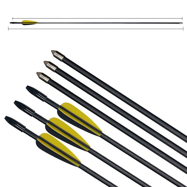 

2 yellow 1 black vanes Cheap kids practicing fiberglass arrow for archery recurve bow shooting
