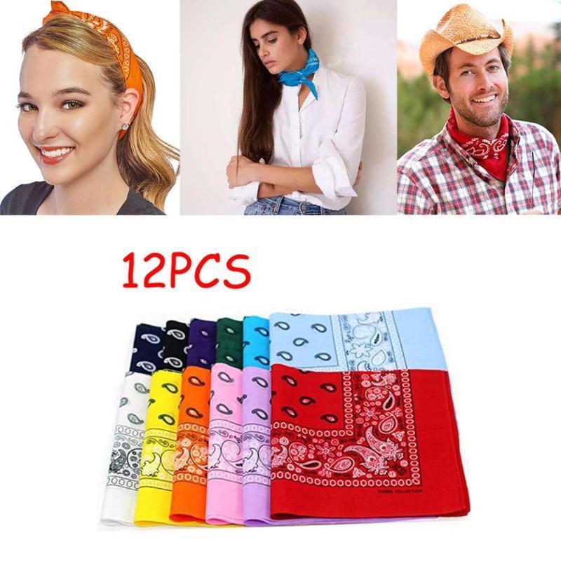 

2020 Hot 12PCS Scarf omen Paisley Bandanas Multi Colored Set Cowboy Bandanna Head Scarf Double Sided Drop Shopping1