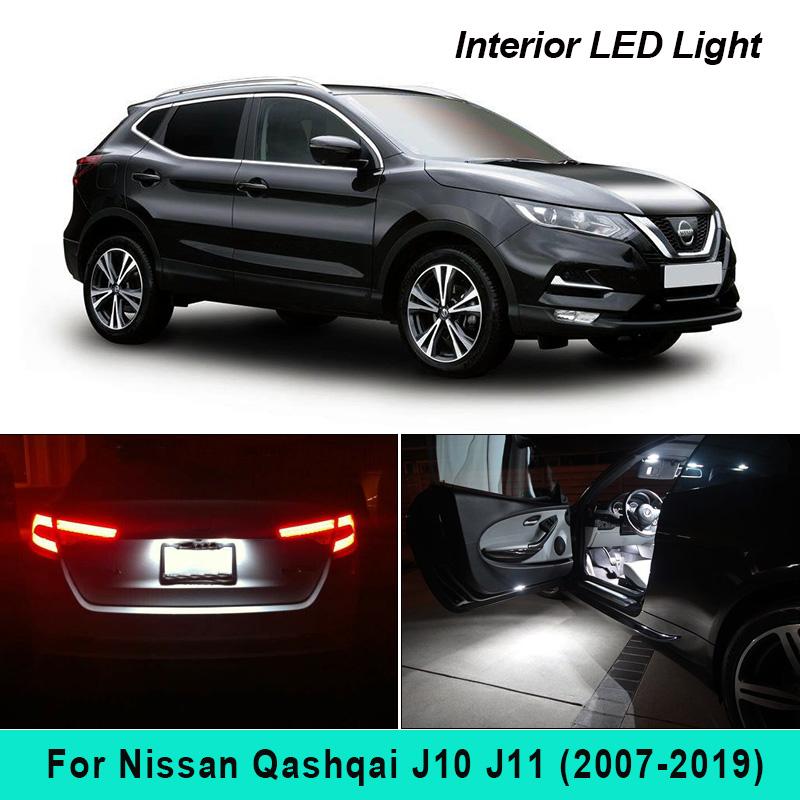 

11Pcs Error Free LED lamp Interior bulb kit For Qashqai J10 J11 Accessories 2007-2020 Map Dome Trunk License Plate Lights, As pic