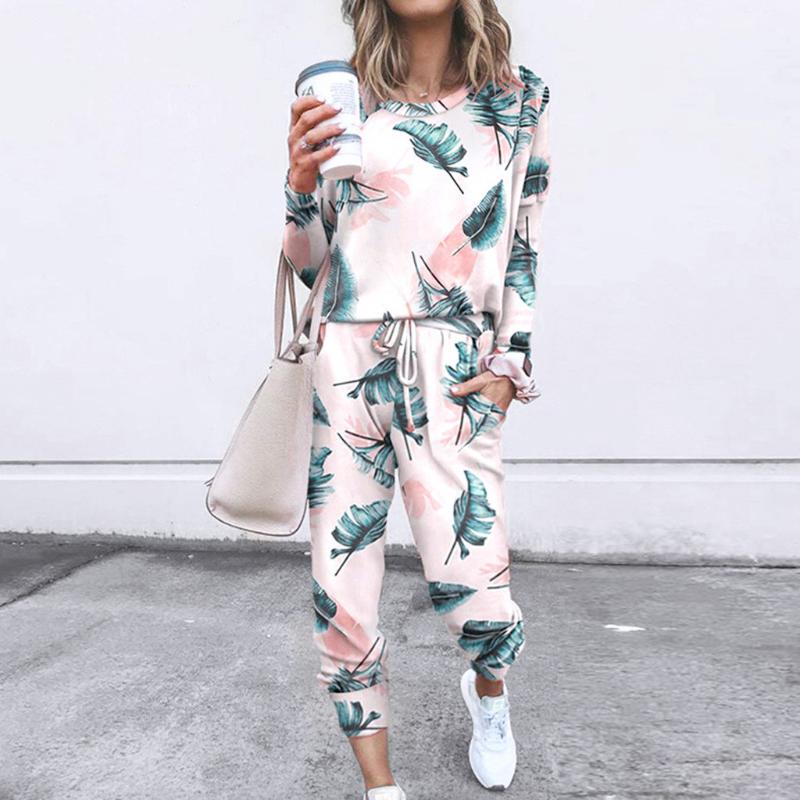 

Casual Women' Tracksuit Tights Sportswear Fitness Suit For Female Clothing Workout Two Piece Long Sleeve Tie-Dyed suit#3, Gray