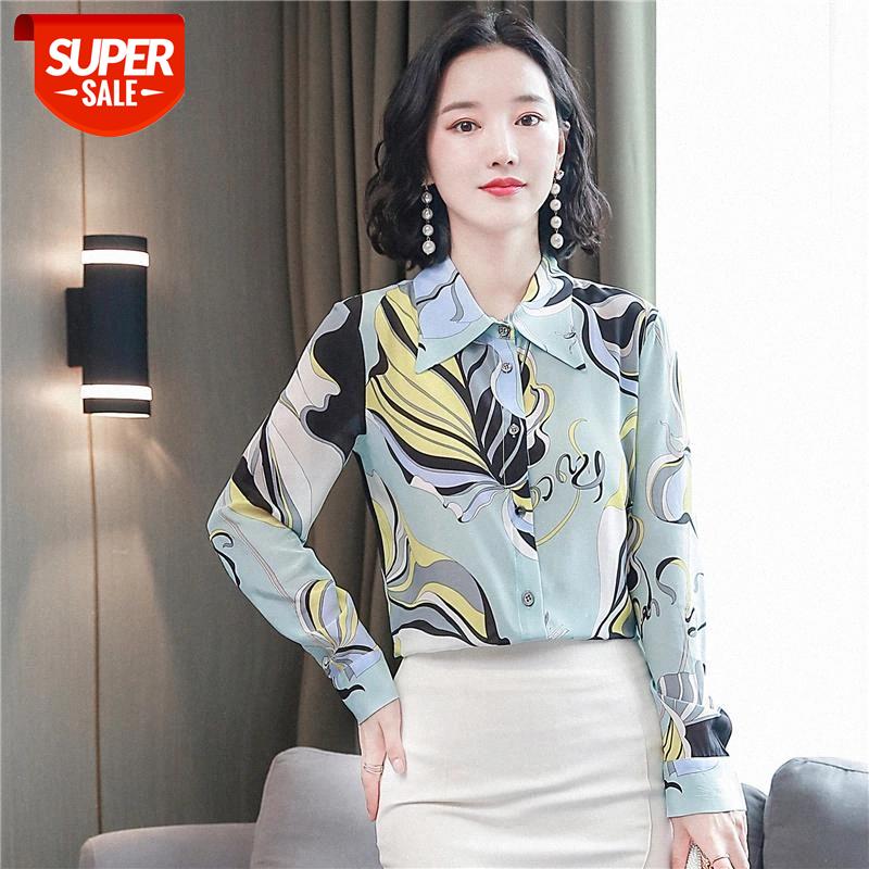 

Autumn All-match Women Blouse 2021 New Long Sleeve Printed Satin Shirt Women Plus Size Work Wear Womens Blouses Blusas 10721 #zL81, White