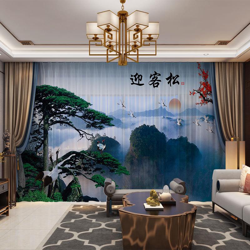 

Mountains Landscape 3D Digital Print Customized Photo Curtains Natural Drape Panel Sheer Tulle Curtains For Living Room Bedroom, Tulle 6