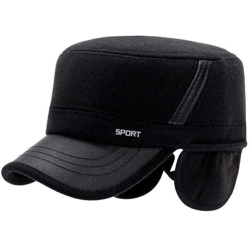 

Wide Brim Hats Men's Winter Retro Flat Top Hat Classic Wool Cap Warm Thickening Fashion Ear Outdoor Adjustable Size Dad Casual, See chart