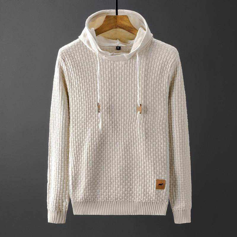 

Fashion Men Hooded Wool Pullover Autumn Warm Winter Patchwork Long Sleeve Slim Fit Clothes Knitted Casual Male Sweater 3colors, Black