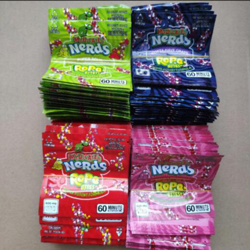 

Square MEDICATED Nerds Rope Bites Candy Packaging bag Nerds Rope Candy Nerdsrope sGummy bags Three edge-sealing bag foil Food package zfgh