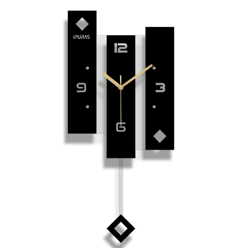 

Creative Acrylic Swing Wall Clock Modern Black Pendulum Clocks Wall Home Decor Silent Living Room Montre Murale Gift Ideas FZ895 201125