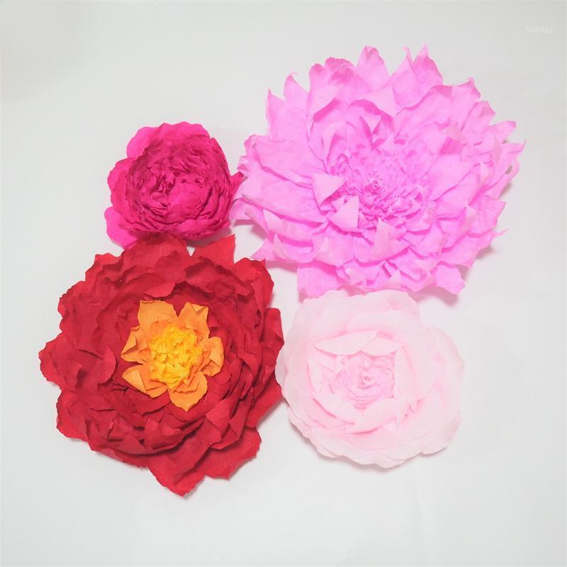 

2020 Giant Crepe Paper Flowers 4PCS For Wedding & Event Backdrop Decor Aritificial Handmade Flowers Baby Nursery Baby Shower1, Mix colors
