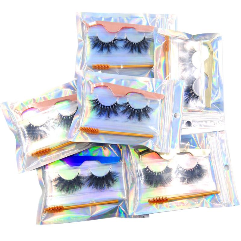

5D 25mm Mink Eyelashes 100% Real Mink Hair Hand Made False Eye Lash Makeup Set With Brush & Twizeer Reusable Popular for market