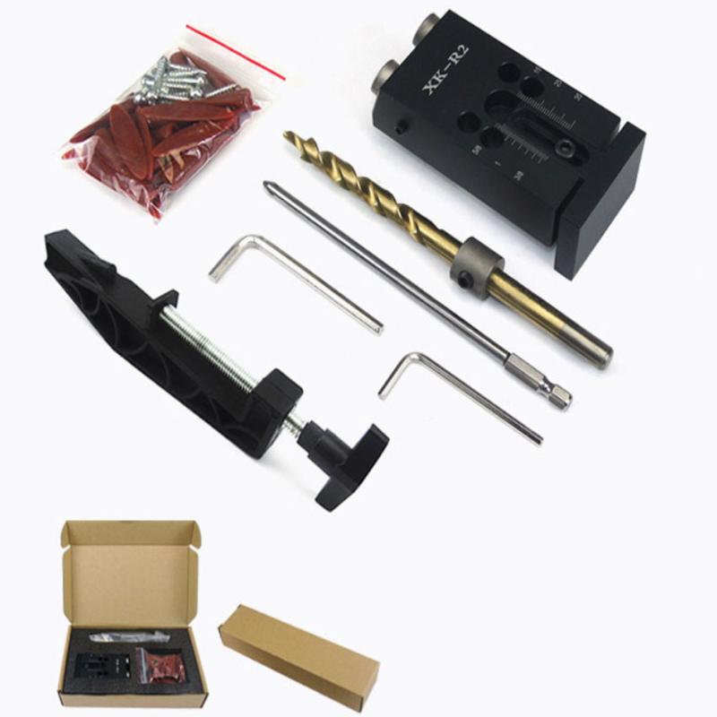 

New Woodworking Oblique Hole Puncher Locator Woodworking Pocket Hole Jig Kit with 9.5mmDrilling Bit Screwdriver Wrench & Accesso