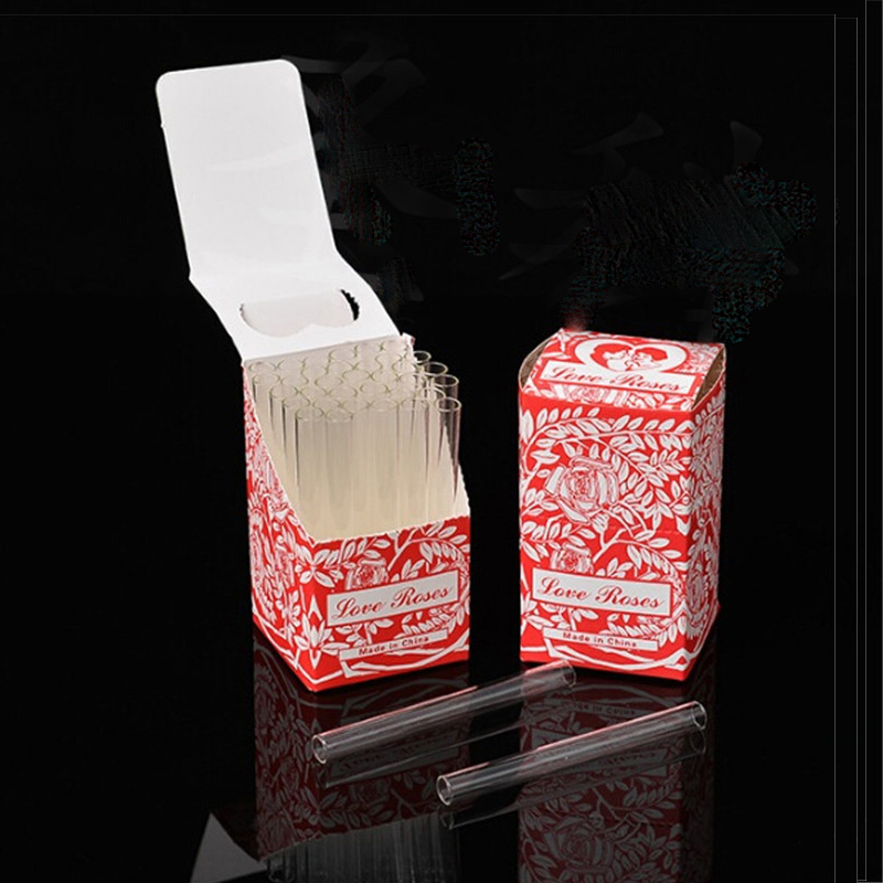 

Top Quality Glass Love Rose Glass Tube With Plastic Flower Inside 36pcs in one box glass smoke pipe tobacco pipe smoking accessory DHL