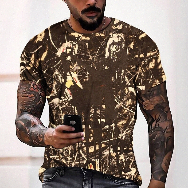 Tee Tee T-shirt 3D Imprimer graphique Cou rond Casual Daily 3D Imprimé à manches courtes Haut de la mode Cool Confortable Gris 42HR #