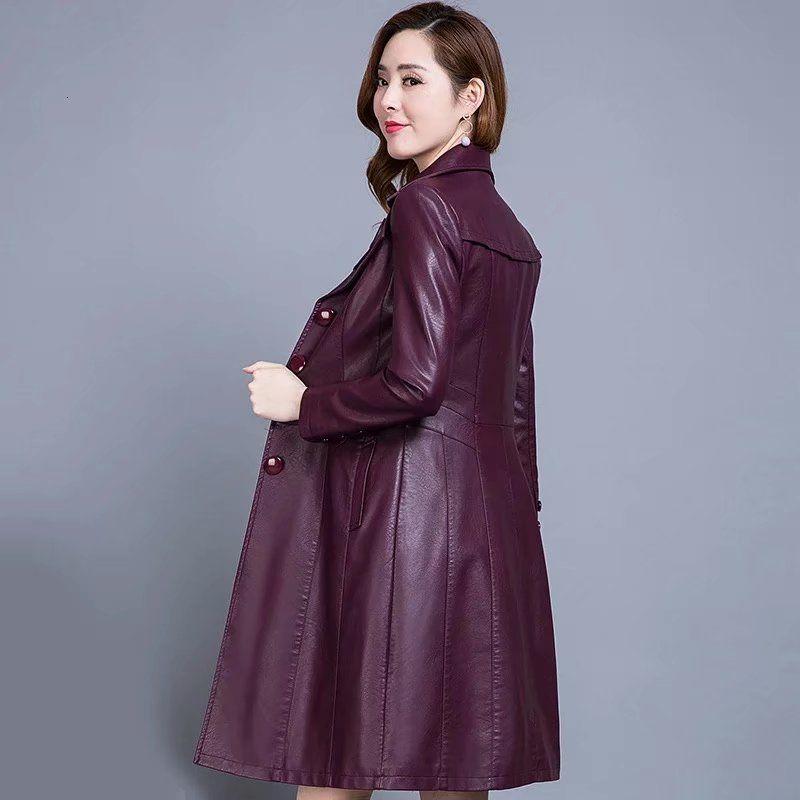 

Plus Size Autumn Long Faux Leather Trench Coats Coat Female For Womens Windbreaker Women Parka Abrigo Mujer Overcoat Cloak, Violet