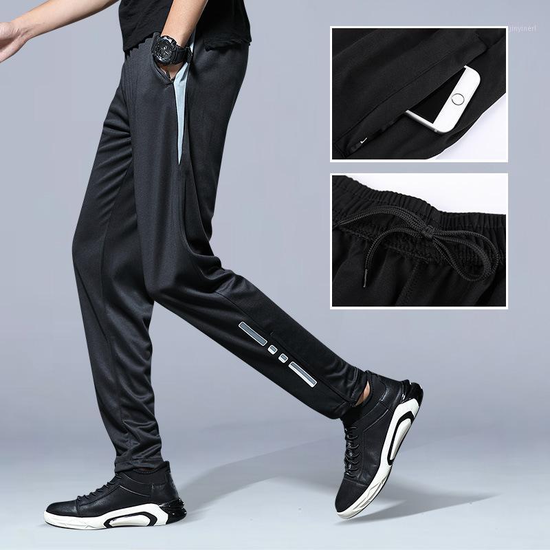 

Men Running Pants Athletic Football Sports Pants Soccer Pant Training Loose Sport Legging Jogging Gym Trousers Zip Pocket1, 1803 black white