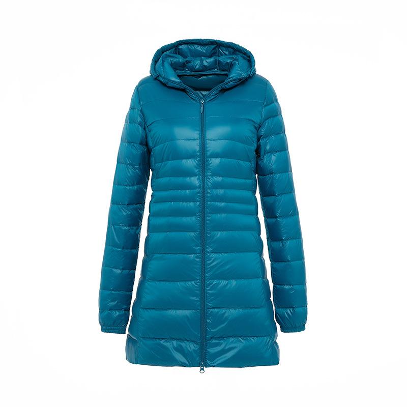 

ZN New Women White Duck Down Coats Jackets Winter Warm Slim Long Hooded Ultralight Parkas Plus Size Women's Overcoats Luxury, Red