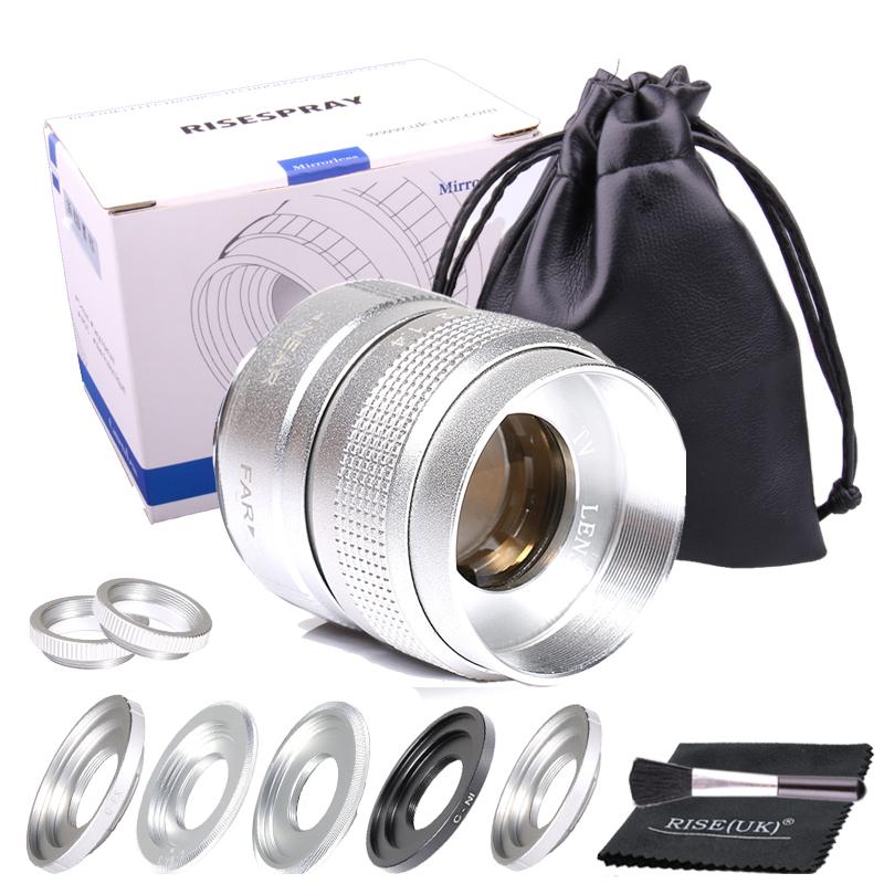 

Silver Fujian 25mm f/1.4 APS-C CCTV Lens+5 adapter rings+2 Macro Ring for NEX FX M4/3 NIKON1 EOSM Mirroless Camera