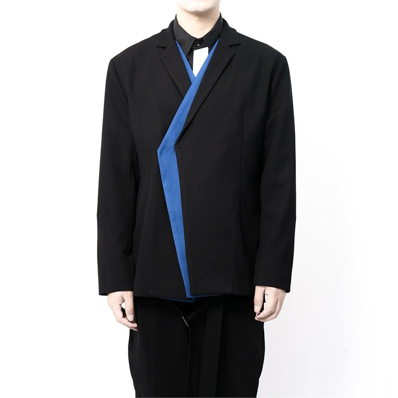 

Men' suit suit original minimalist blue stitching double row, Black
